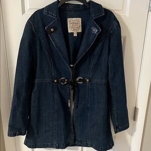 Brighton Vintage Blue Denim Follow Your Heart Trench Jacket
